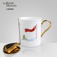 大英博物馆 The British Museum 日本鲤鱼旗马克杯茶漏套装礼品装 金色大容量创意礼品