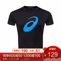 ASICS亚瑟士 速干男式跑步短袖T恤2011A595-001 黑色 L