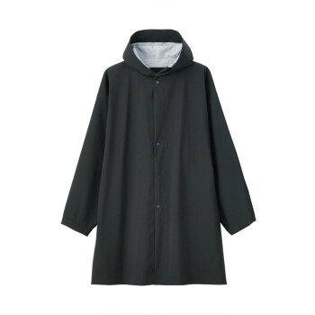 无印良品 無印良品 MUJI Labo 使用不易沾水布带 带风帽大衣 黑色 L-XL