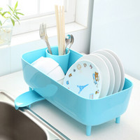 莱朗 厨房碗架沥水架 厨房用品置晾放碗碟架盘子餐具碗筷收纳盒多功能洗碗池置物架 蓝色