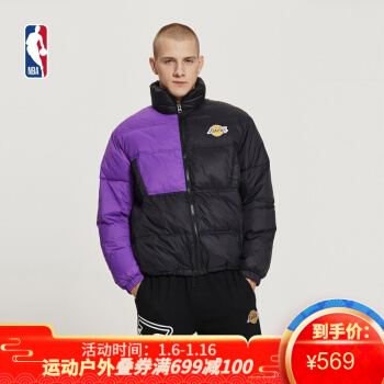 NBA 湖人队 秋冬新品  拼接撞色厚款运动休闲棉服外套 图片色 S