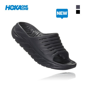 Hoka OneOne男 奥拉2休闲运动舒缓拖鞋Ora2厚底支撑 黑色/黑色 US 6.5 /245mm