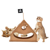 伊丽 宠物猫玩具 木质钟摆猫爬架