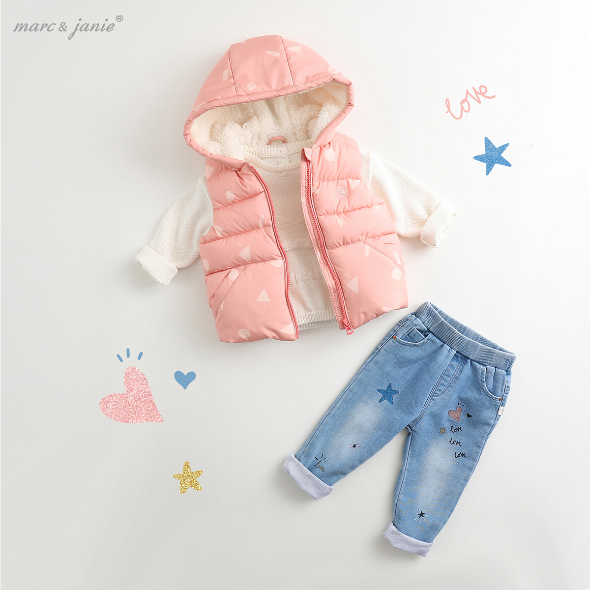 Marc&Janie 马克珍妮 儿童加绒棉背心