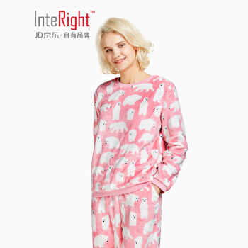 InteRight 7638243 女士法兰绒保暖睡衣家居服套装