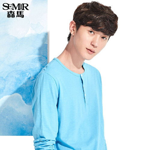  Semir 森马 19027011218 男士亨利领长袖T恤