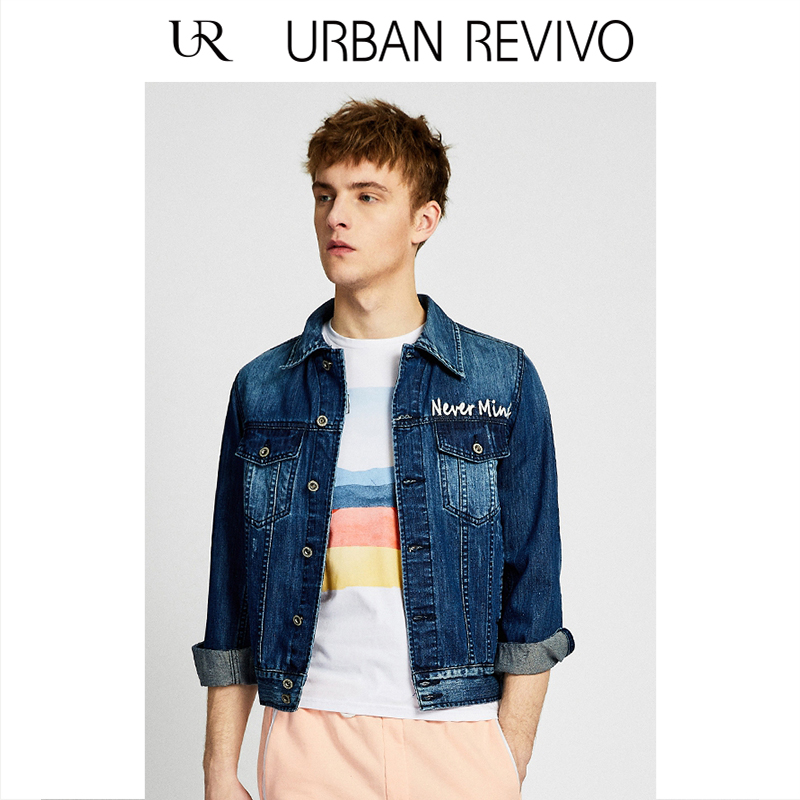 URBAN REVIVO ML06SBJN2000 男士印花丹宁牛仔外套