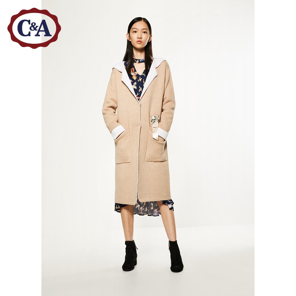 西雅衣家 C&AC＆A CA200198310 女式贴袋卷边针织开衫