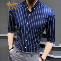金盾（KIN DON）短袖衬衫 夏季男士时尚修身七分袖衬衫QT2022-CS73藏青色L