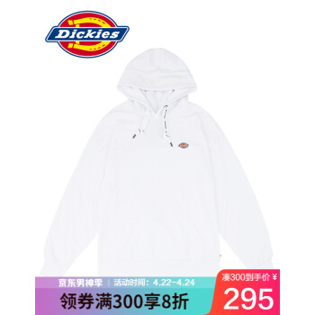 Dickies春夏反光Logo印花情侣卫衣男女同款logo徽章DK007562 白色 S