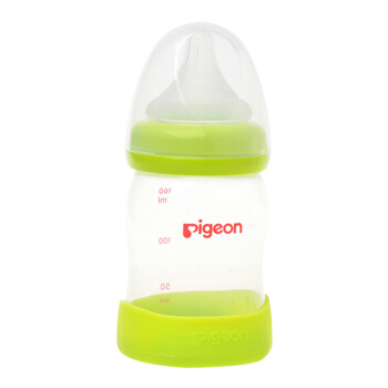 贝亲（Pigeon） 自然实感宽口径奶瓶 PP材质 新生儿塑料奶瓶 160ml/240ml 宽口PP奶瓶160ml绿色AA80
