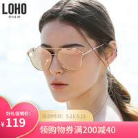 LOHO 太阳镜女款偏光女士大脸大框墨镜出行旅游遮光太阳眼镜 LHK009 玫瑰粉