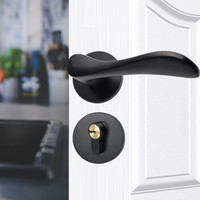 虎顿（HOTUN）室内卧室门锁黑色木门房门家用通用型卫生间分体静音门把手 D02-A013黑色
