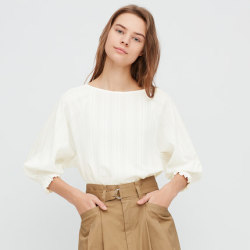 uniqlo 优衣库 426563 女款全棉提花七分袖上衣