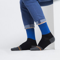 大朴男袜A类透气保暖中筒袜男袜商务袜运动袜 撞色单线条蓝色灰色红色 均码25-27cm