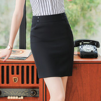 初申 2020夏季新款西裙正装职业半身裙女西装包臀裙收腰短裙西装裙 SWQZ195212 黑色 M