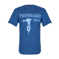 TRUSSARDI JEANS杜鲁萨迪男士蓝色棉质猎犬灵缇图案短袖T恤52T52 47 L码