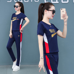 2020夏季新款纯棉休闲运动服套装女韩版宽松大码时尚潮流两件套