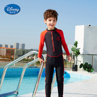迪士尼（DISNEY）钢铁侠系列连体长袖冲浪服 男童泳装 舒适防晒 黑色 120