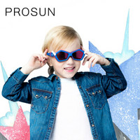 保圣(prosun)防紫外线儿童太阳镜卡通偏光护目眼镜 时尚可爱墨镜PK2001 模特款D70 镜框砂蓝/镜片绿片镀红膜