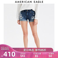 AEO 夏弹力女士牛仔短裤破洞迷你热裤American Eagle 1332_6051