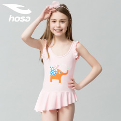 hosa浩沙2020新款女童连体泳衣公主裙式可爱儿童泳衣中大童游泳衣