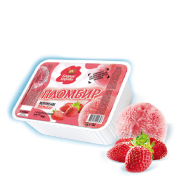 普隆别尔 Plombir 草莓牛奶冰淇淋400g家庭装欧洲进口
