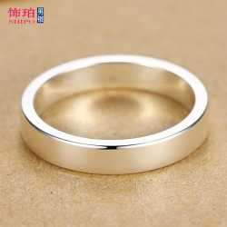 99足银戒指男纯银单身闭口女士潮简约光面小指尾戒