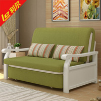利尔 沙发床实木折叠沙发床1.5米1.2米两用多功能1.8米小户型客厅卧室木质海绵双人沙发 绿色