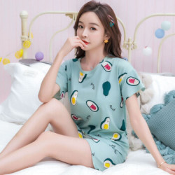 睡衣女套装夏季短袖薄款卡通可爱系夏天家居服大码两件 橘子 m(80-100