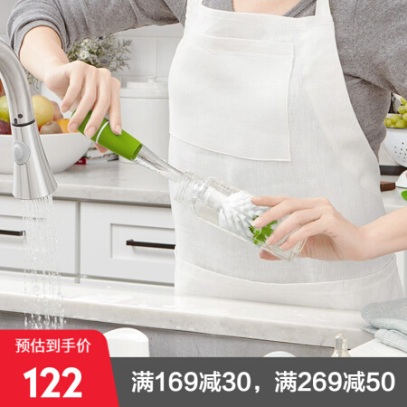 OXO奥秀奶瓶刷套装儿童宝宝水杯奶瓶奶嘴刷带底座 内置皂液奶瓶刷 绿 62103300