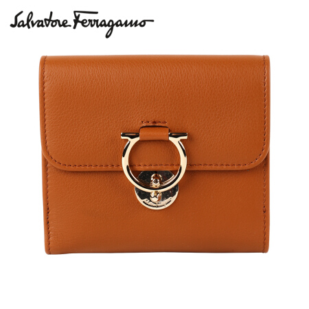 菲拉格慕(Salvatore Ferragamo) 20ss春夏 女士棕色牛皮革钱包0725384(送女友 送礼)