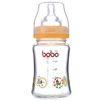 乐儿宝bobo初生新生婴儿奶瓶防呛防漏防胀气宽口径玻璃奶瓶 橙色160ml(0-3个月)