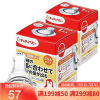 啾啾（CHUCHU） 日本原装进口仿真乳头奶嘴标准口径硅胶奶嘴奶瓶配件柔软型两只装(0个月以上) 十字孔0682