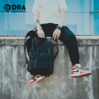 DRA欧美潮牌双肩包商务简约日常包包男大容量15.6英寸17.3电脑背包出差旅行包多功能11489 黑色