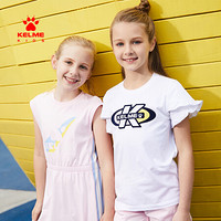 KELME（kids）女童短袖T恤20夏季新款中大儿童花边袖洋气体恤韩版TX50224003 白色 140cm