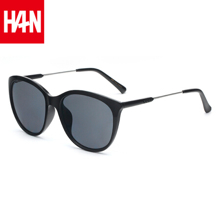 汉（HAN）太阳镜女款大框潮人墨镜 59112 黑框灰片