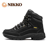 日高（NIKKO）高帮登山鞋 户外防水鞋防滑耐磨徒步鞋头层牛皮运动鞋男鞋 黑色 41