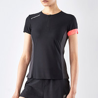 LP 女子运动反光T恤 健身跑步修身短袖 透气干爽舒适 LTF2301O 黑色 S