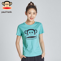 Paul Frank/大嘴猴夏装女经典LOGO印花圆领棉质短袖T恤 女式运动短袖T恤 湖蓝色 S