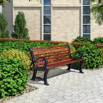 紫叶（ziye）公园椅 户外长椅 小区庭院广场椅 靠背椅铸铁铸铝防腐木长凳子 全碳纤维—咖啡色1.5m