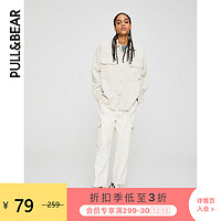 PULL&BEAR 外套女春新款复古港味米色灯芯绒衬衫式外套 05474309