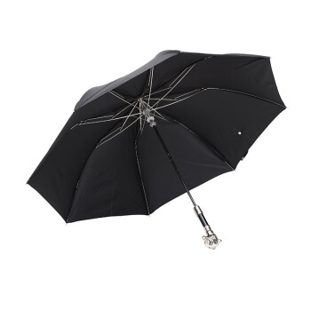 Pasotti 葩莎帝 男士黑色条纹聚酯纤维豹头手柄折叠伞自开伞雨伞遮阳伞 MFD01