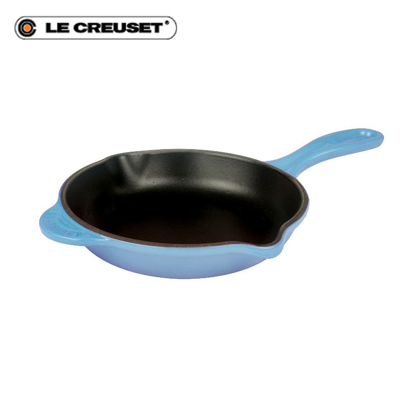 法国进口LE CREUSET酷彩 珐琅铸铁26cm圆形浅煎锅 家用单柄燃气电