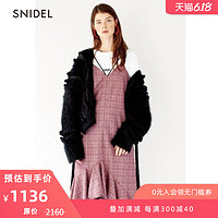 SNIDEL秋冬 甜美毛绒流苏侧系带蕾丝拼接针织羊毛开衫SWNC184008