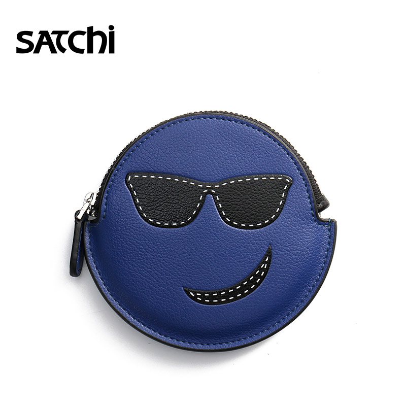 Satchi/沙驰钱包真皮表情包拉链包短款荷包Emoji零钱包多色可选