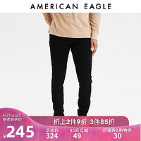 AEO黑色牛仔裤男修身休闲夏季弹力直筒裤AmericanEagle 0119_4856