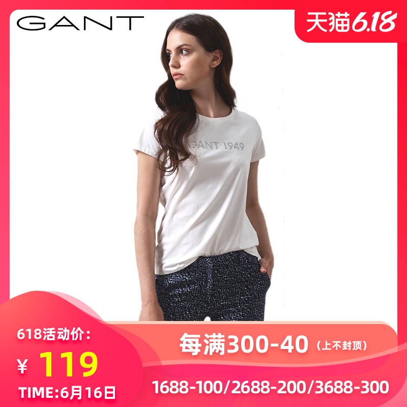 GANT/甘特字母T恤女 立体电压转烫LOGO 夏季简约休闲短袖4202419