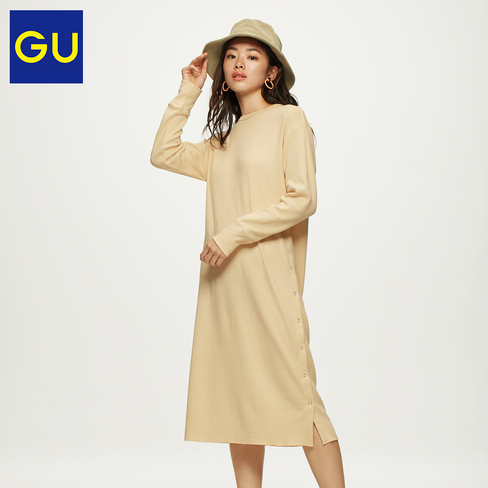 GU 极优 318105 女装侧排扣连衣裙 