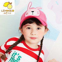 柠檬宝宝 lemonkid 夏季韩版儿童遮阳帽男童女童宝宝网格动物棒球帽 28006 玫红 均码